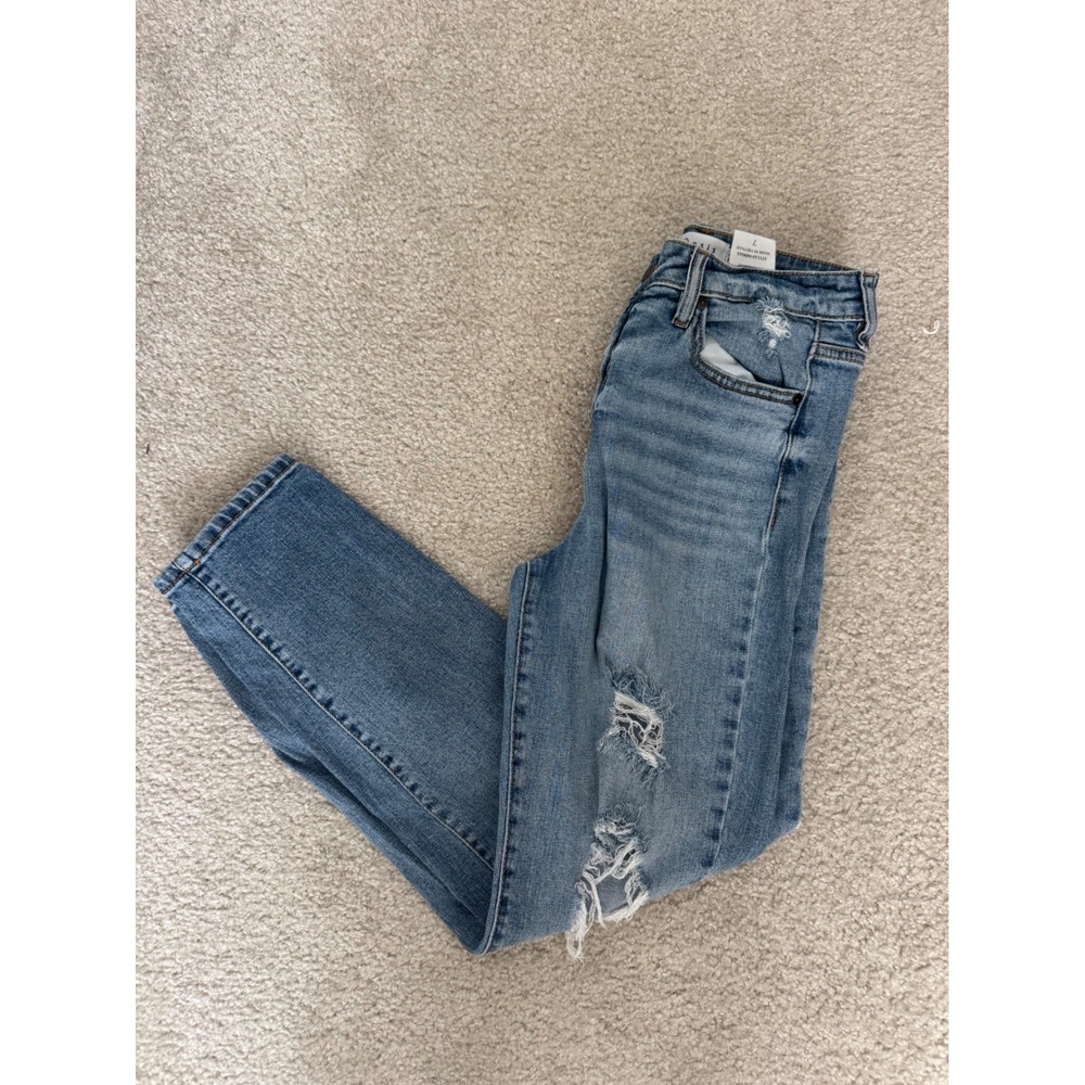 Oasis by Eunina Women Medium Wash Distressed High Waisted Skinny Jeans Size 7